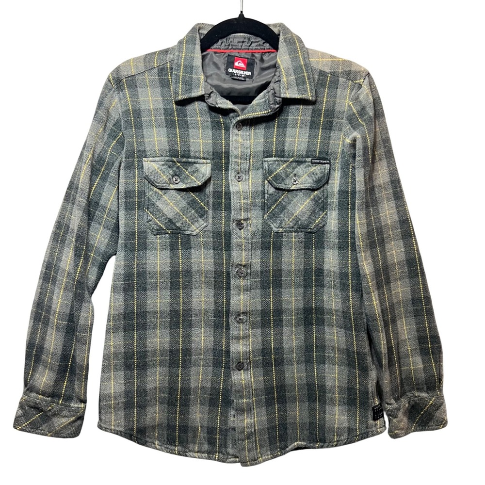 Quiksilver Flannel Shirt Jacket‎ Plaid Button Up Long Sleeve S Thick Heavyweight